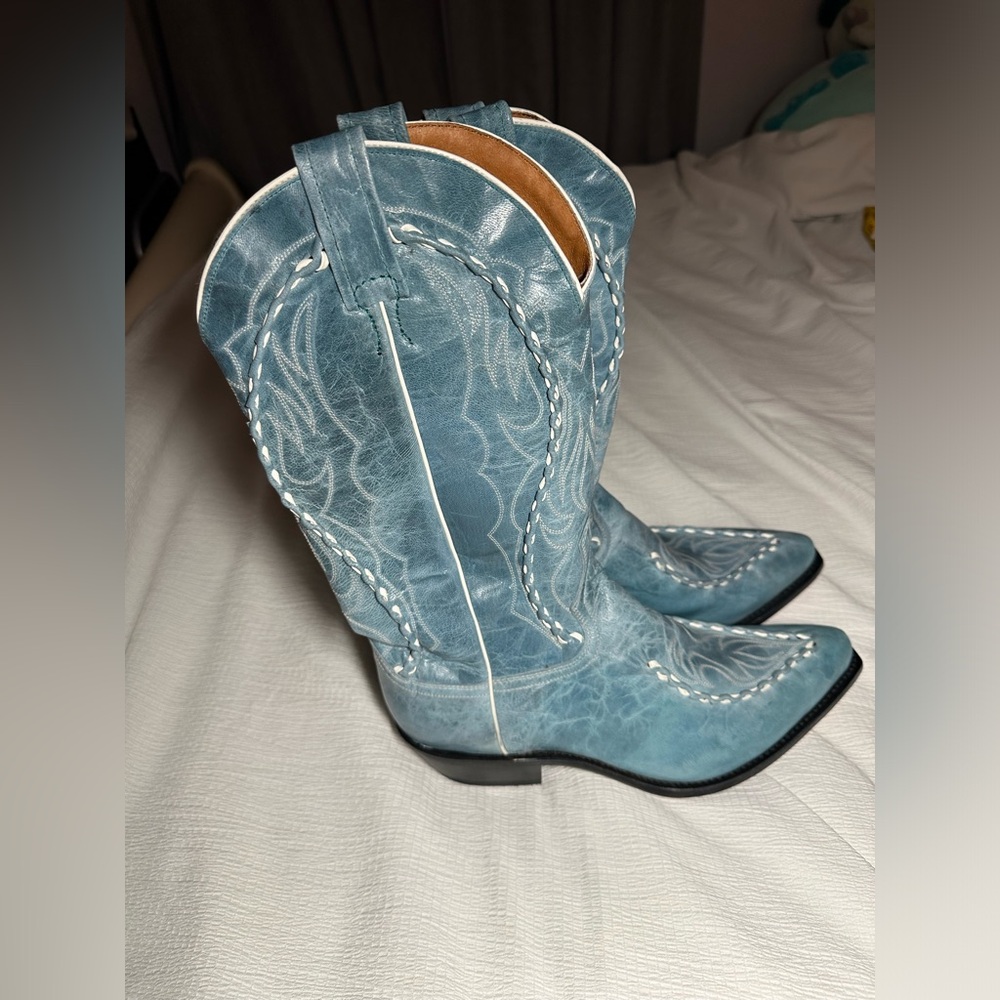 Dan Post Sky Blue Heeled Boots